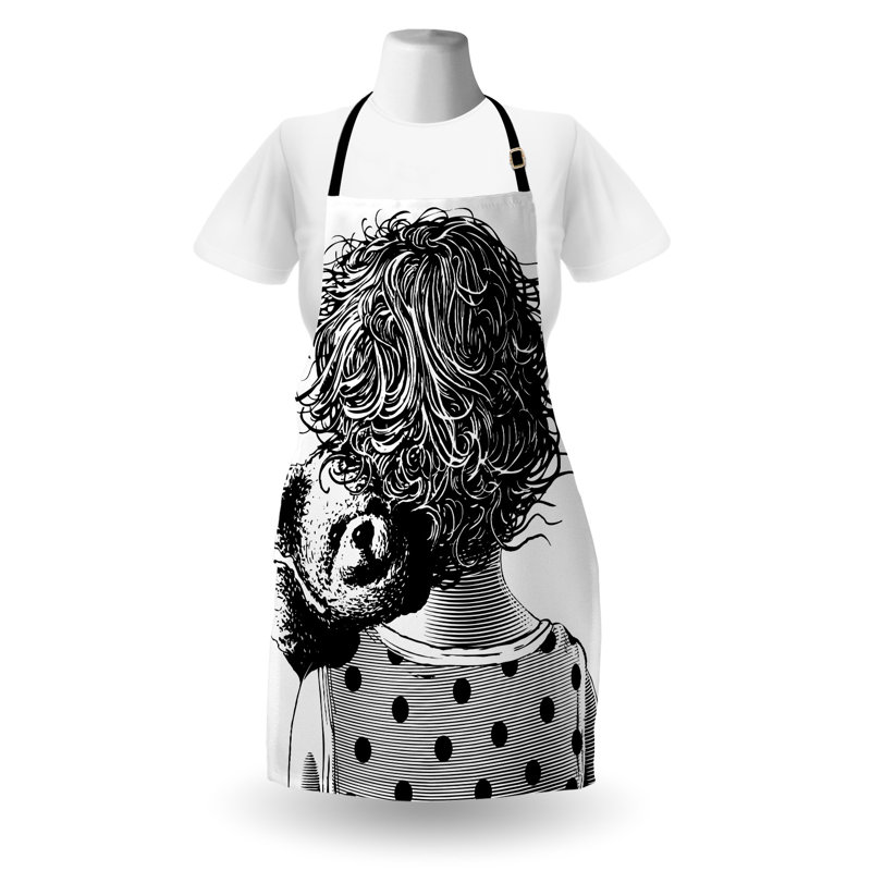Tablier de préparation et saveur unisexe, ours en peluche, taille adulte, gris anthracite / blanc