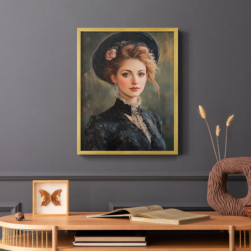 WOMEN Series CCII - reproduction encadrée de qualité supérieure - prête à être accrochée - aucun clou requis, Doré