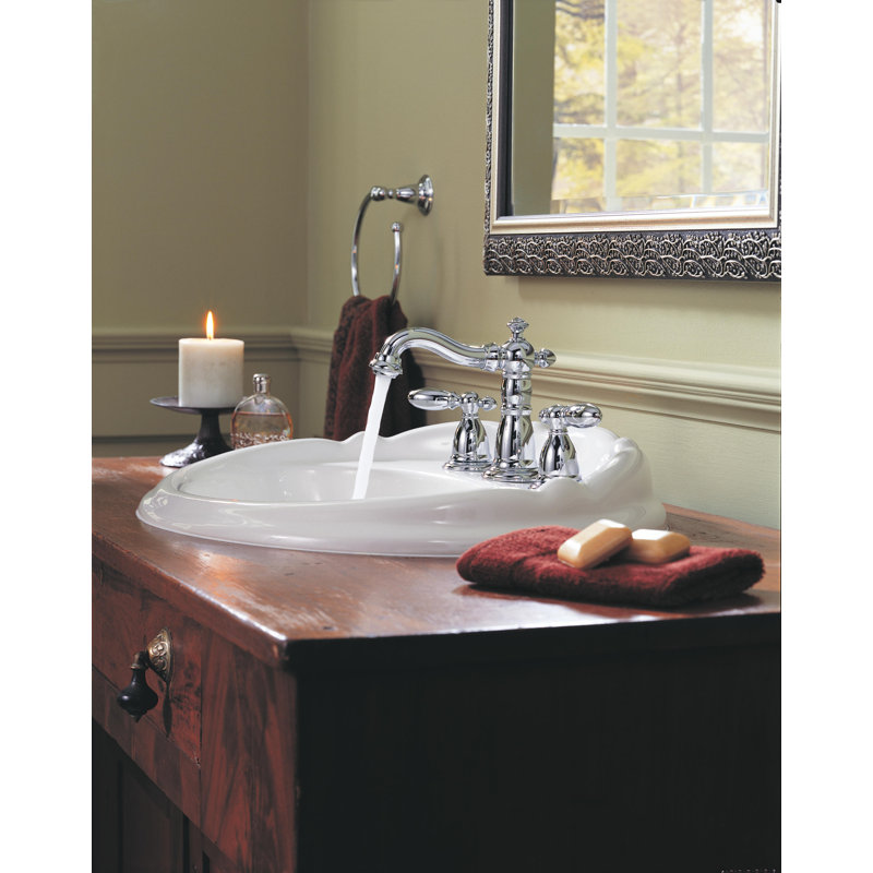 Robinet pour salle de bain à 3 trous et 2 poignées avec drain Victorian, Chrome