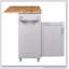 Îlot de cuisine roulant avec rangement, chariot de cuisine avec plateau en bois d'hévéa-384511215