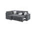Canapé-lit modulaire convertible en L de L 83,9 po avec couchettes coulissantes doubles, table rabattable, ports USB, porte-gobelet et rangement pour le salon, gris foncé-1258863248