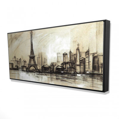 Eiffel tower sketch - 24"x48" Framed canvas