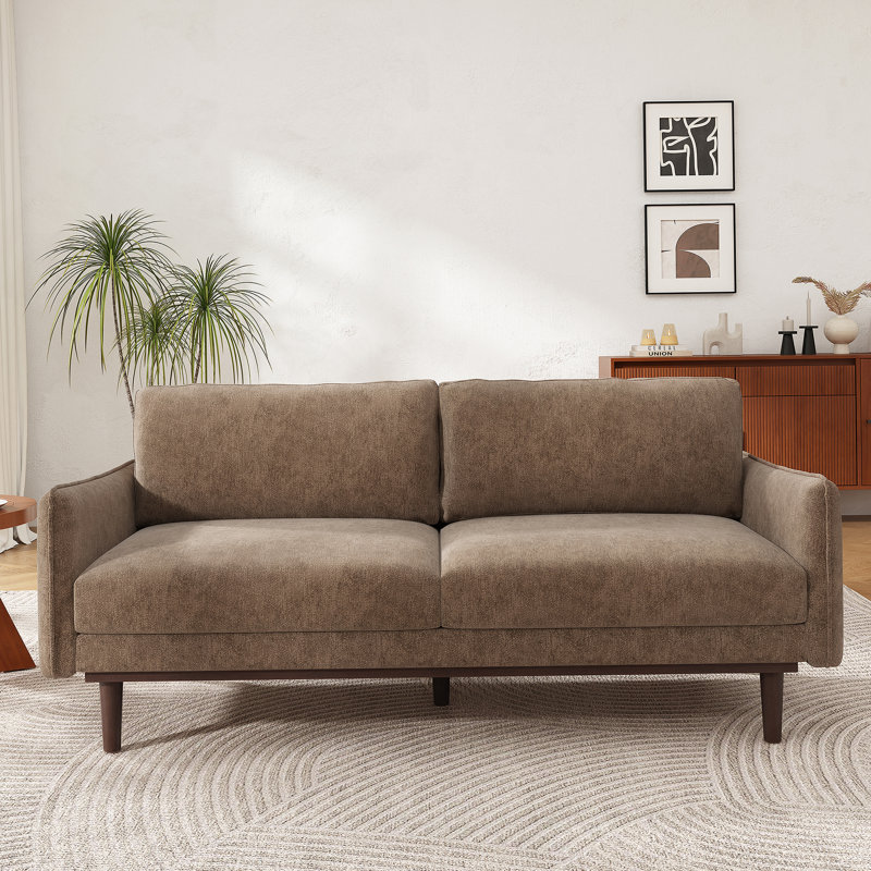 Calvera Modern Loveseat Sofa With Spacious Seating And Stitched Armrests, Brown