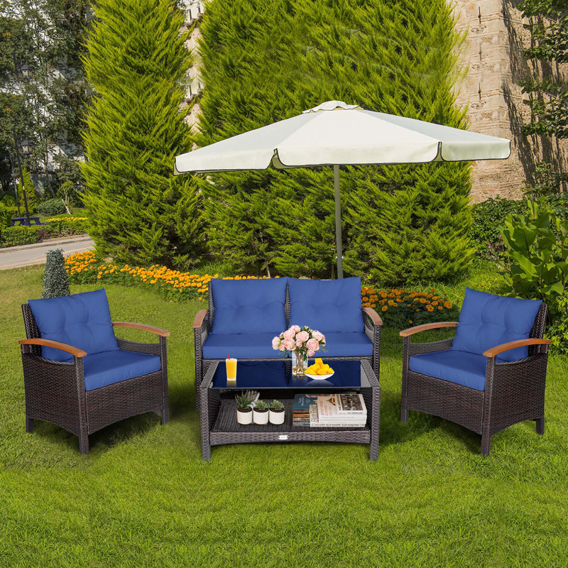 Ensemble de conversation pour 4 personnes avec coussins