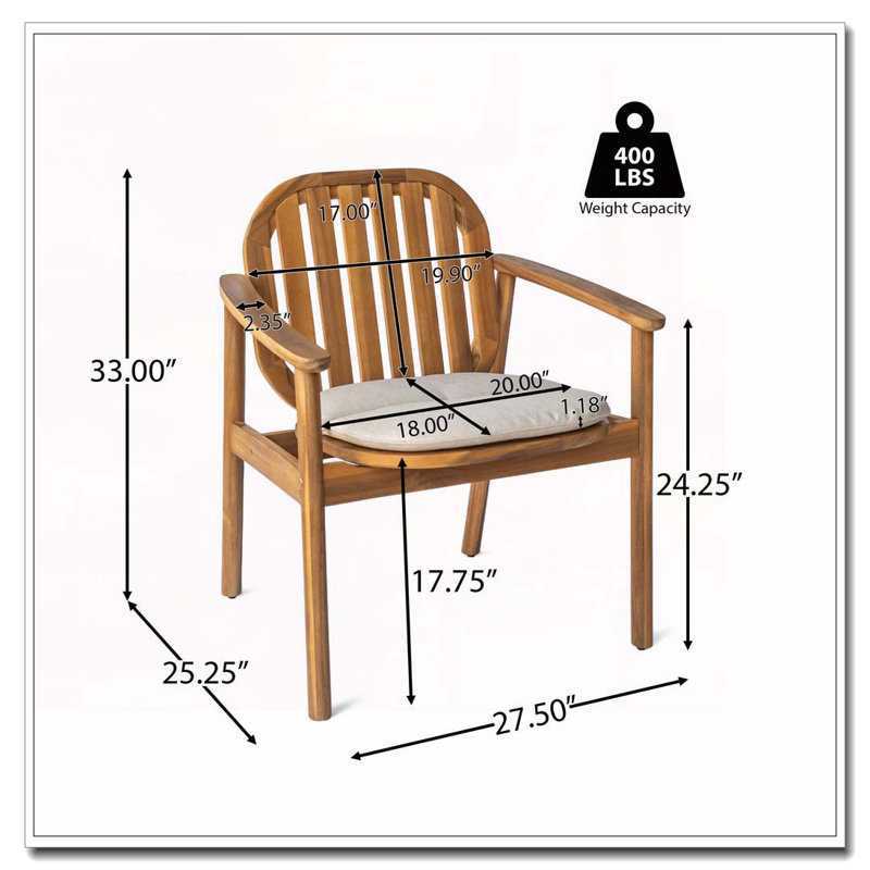 Outdoor Patio Acacia Wood Patio Armchair