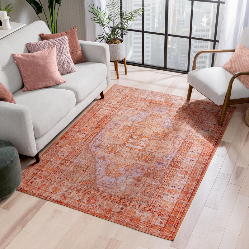Nile Vintage Medallion Flatweave Rust Area Rug, Rectangle 230 x 290 cm