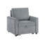 Élégant fauteuil en velours côtelé gris avec méridienne coulissante et poche latérale pour le balcon - une option confortable
