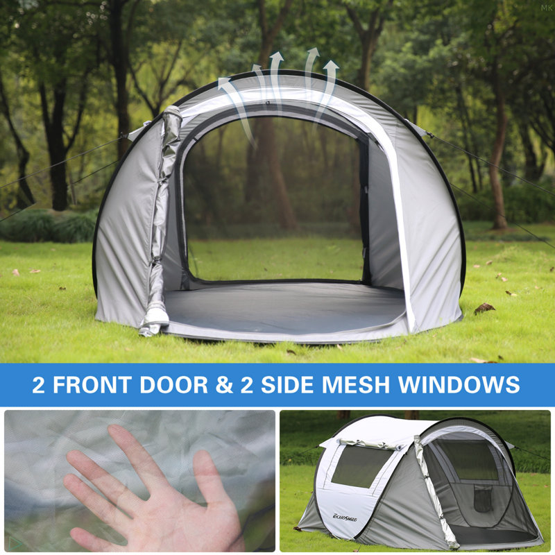 Tente de camping 2 personnes Pop Up, Blanc / Gris