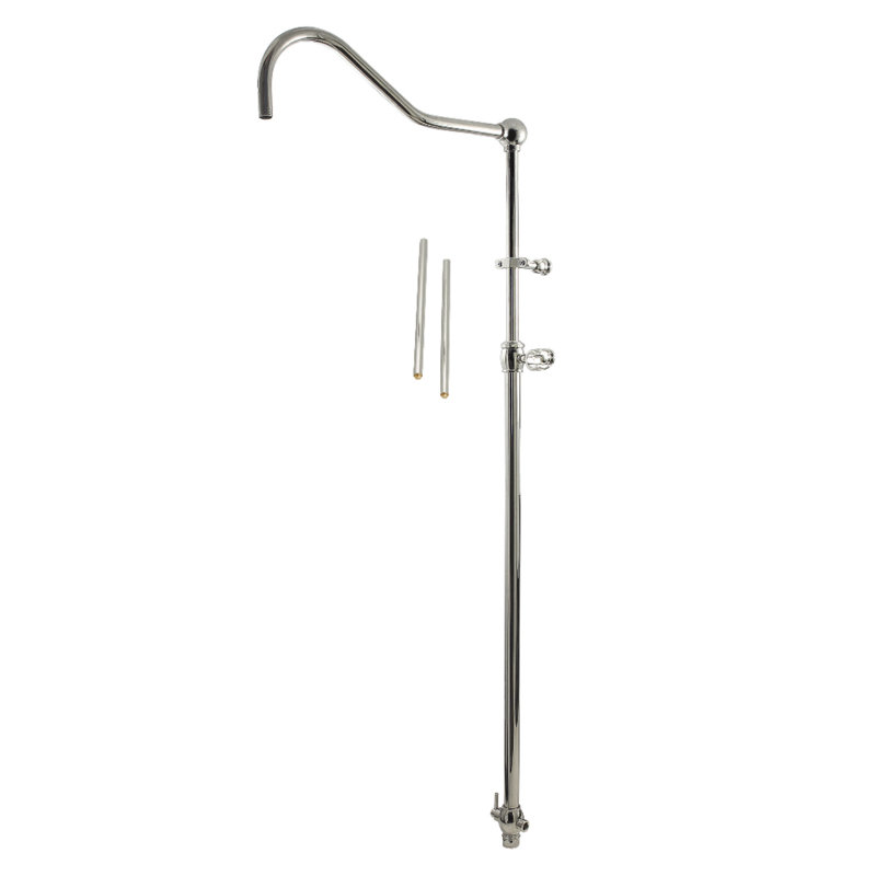 Douche d'appoint en laiton 60 po Kingston avec bras de douche 17 po Kingston, Nickel poli