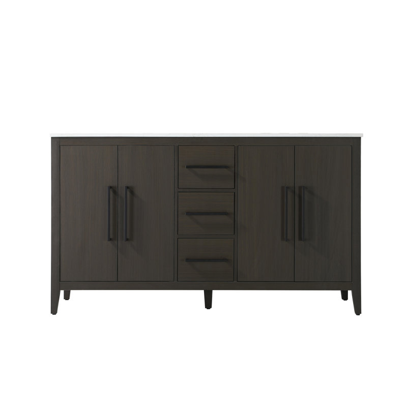 Meuble-lavabo double 60 po, Brun moka