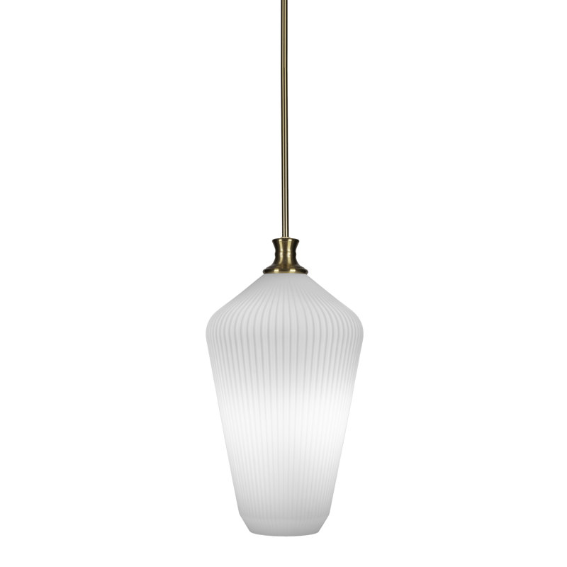 Luminaire suspendu à tige avec verre 11 po Carina, Laiton New Age, Gelé