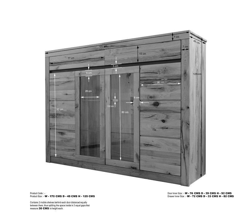 Montreux 170cm Sideboard, Natural