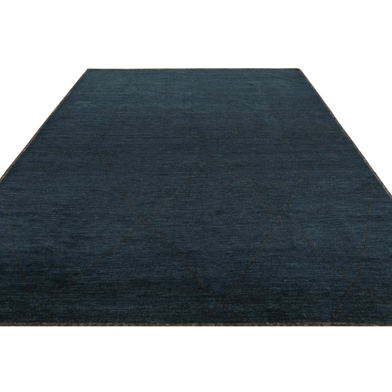 Moroccan Hand Knotted Wool Geometric Area Rug, Rectangle 8' x 10'