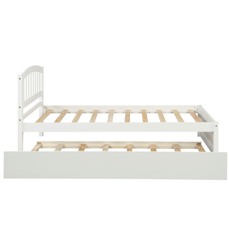 Lit plateforme simple avec lit gigogne blanc - Bois massif pour un espace de chambre à coucher élégant
