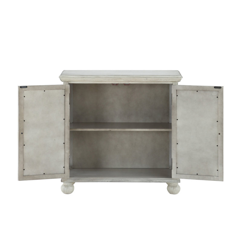 Armoire de rangement classique avec portes miroir, Blanc antique