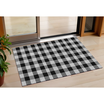 Tapis extérieur lavable à carreaux noir et gris 3 pi x 5 pi
