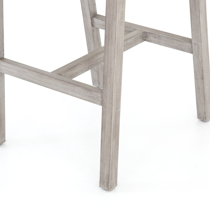 Delano Outdoor Teak Bar Stool, Thick Gray Rope, Weathered Gray, Bar Stool (29" Seat Height)