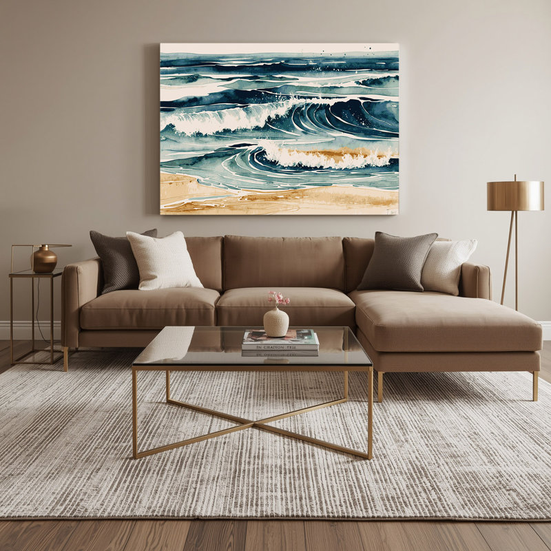 Art mural sur toile blanc "Coastal Coastal Surface", H 12 po x l 18 po