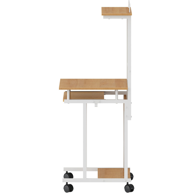 Bureau debout à hauteur réglable en L, Brun / blanc