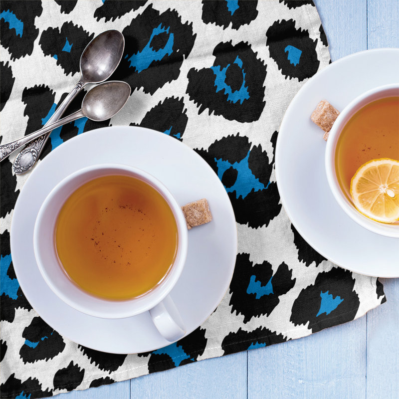 Tea Towel Kitchen Towel, White/Black/Blue, Cotton Blend