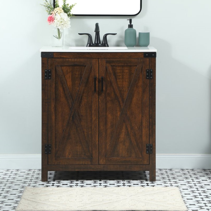 Slayton 30'' Single Bathroom Vanity with Engineered Marble Top, Expresso