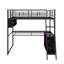 Lit mezzanine double en métal avec DEL, bureau et tablettes de rangement-1141447371