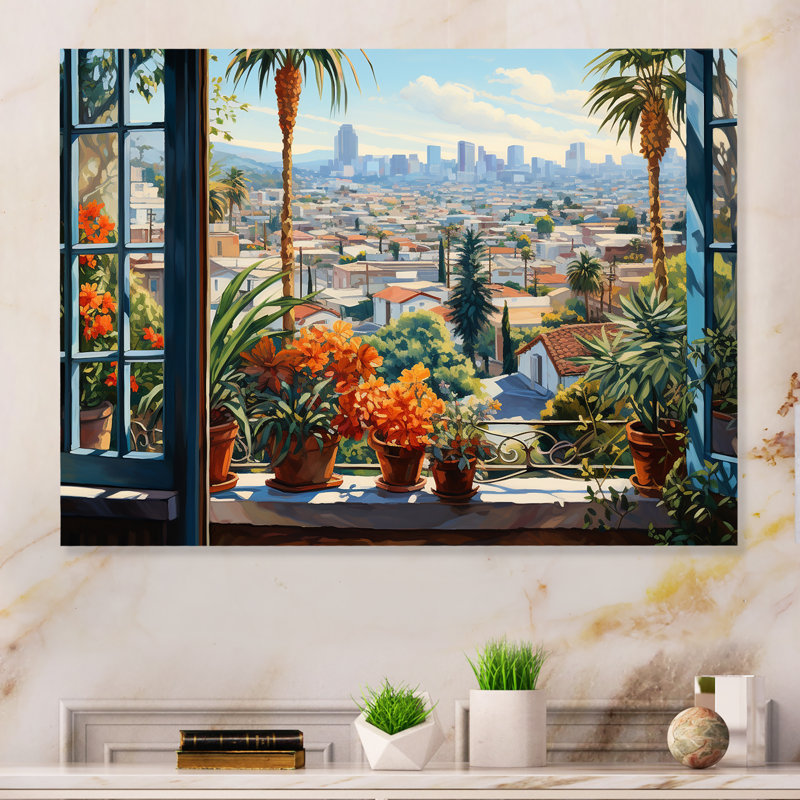 Los Angeles Window View 5 - Los Angeles, art mural en métal MT135179, H 24 po x l 32 po x P 1 po