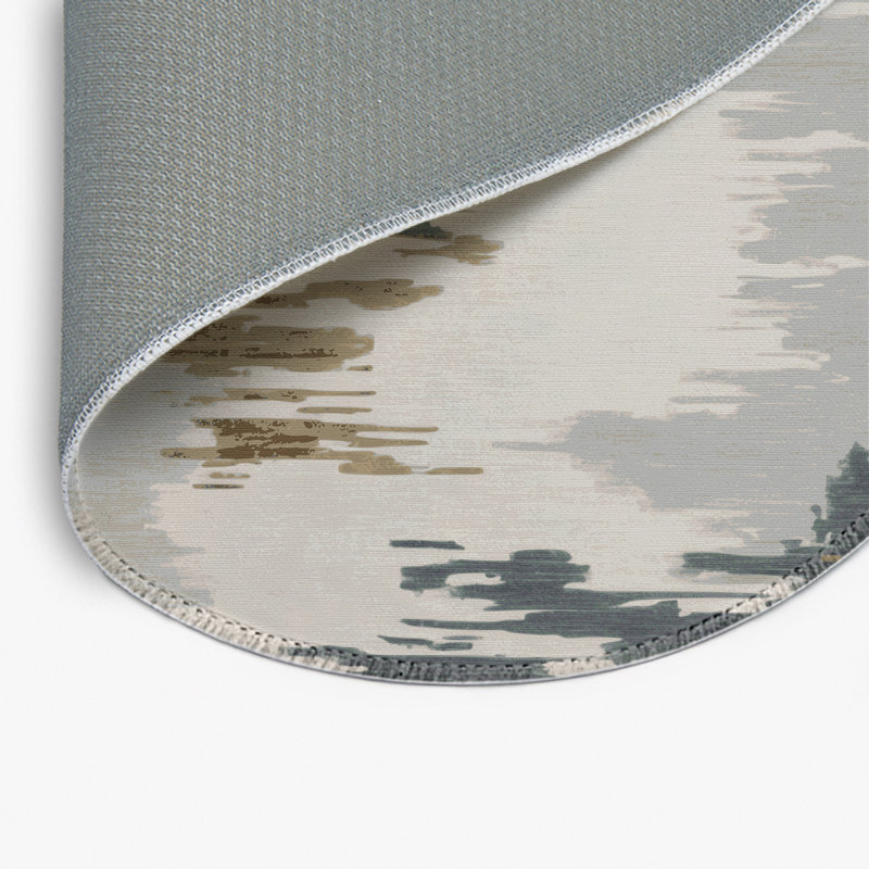 Watercolor Gray Indoor and Outdoor Area Rug, Round 5'