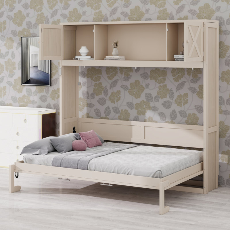 Storage Cabinets Included With Murphy Bed, Beige