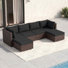 Ensemble de canapé modulaire d'extérieur en osier avec repose-pieds, ensemble de conversation à assise profonde avec coussins