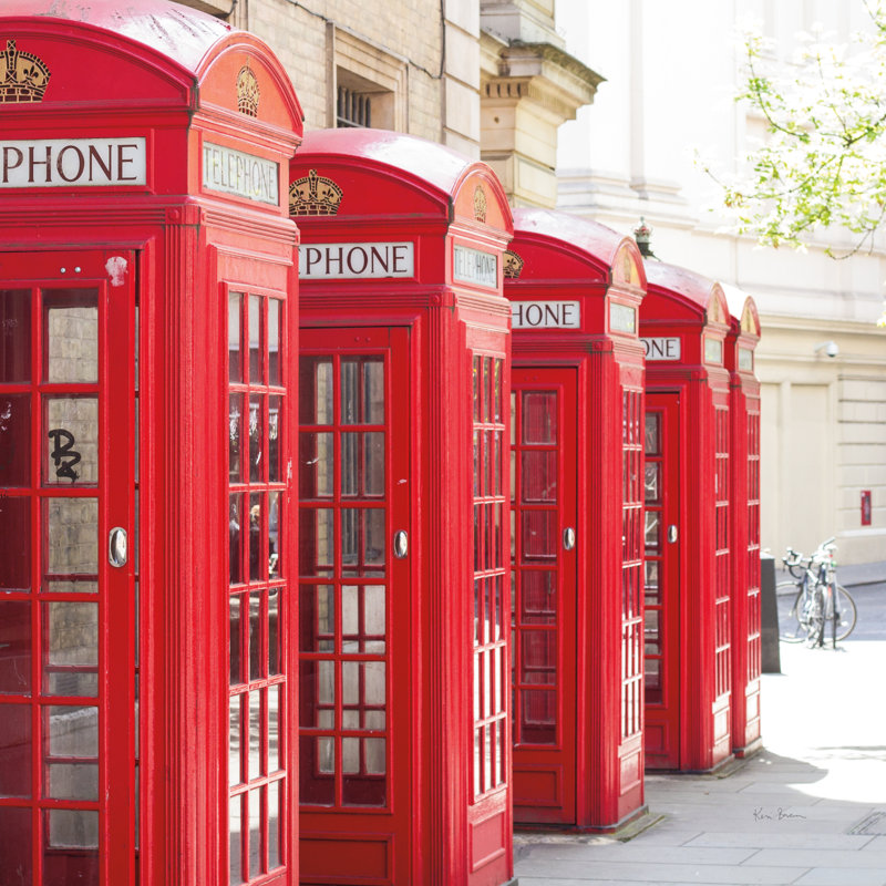 Covent Garden Phone Boxes by Keri Bevan - Wrapped Canvas Print, 30cm H x 30cm W x 3.8cm D