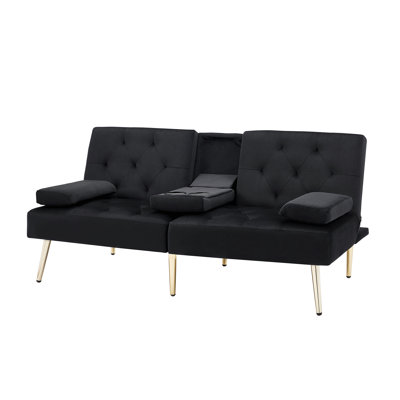 Dogus Twin 61.4'' Velvet Convertible Sofa