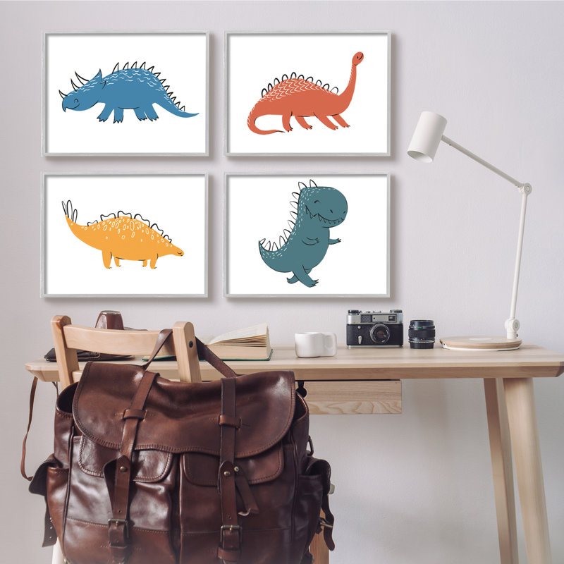 «Kids Happy Dinosaur March T-Rex Triceratops Stegosaurus Brontosaurus 4pc»