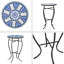Table d'appoint d'extérieur ronde avec plateau de style mosaïque et pieds en fer courbés, table de bout
