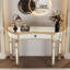 Console 47 po à miroir avec tiroir en verre cannelé et cristal, doré ou argenté, utilisé dans la chambre à coucher, le vestibule, la base en bois franc, le bouton de meuble-lavabo semi-circulaire de style argent doré-1914608892