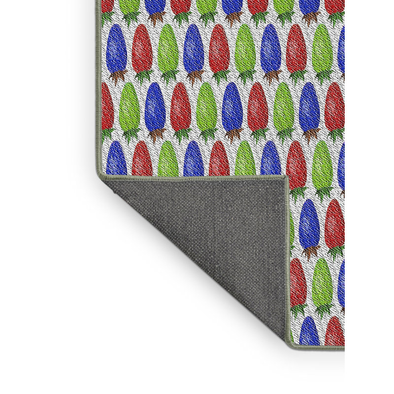 Tapis vert/bleu marine à motifs, Rectangle 3 pi x 5 pi