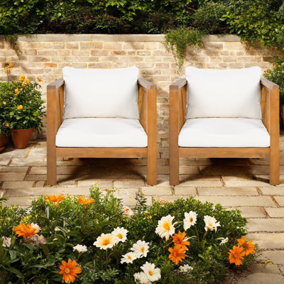 Chaises longues de patio modernes, ensemble de 2 en bois d'acacia, réglables pour la terrasse
