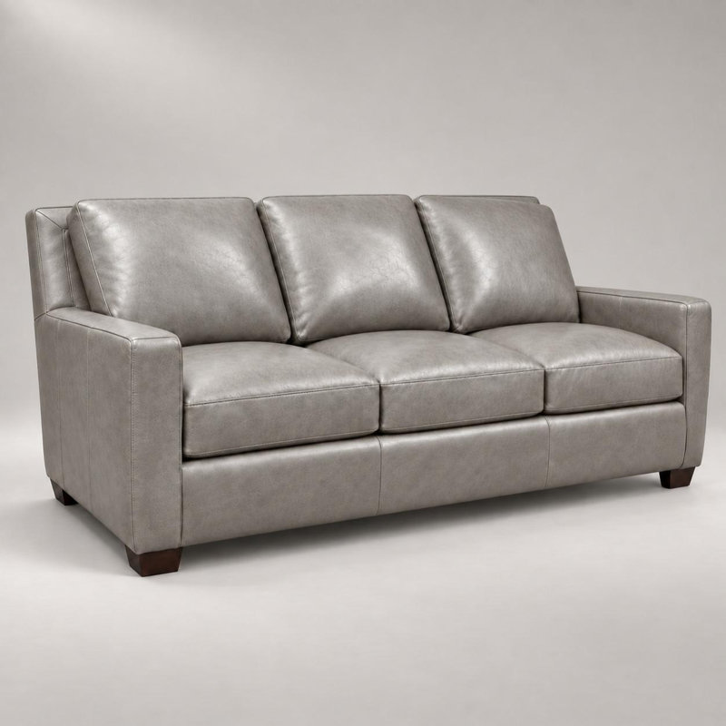 Causeuse 100% cuir Haven, H 37 po x l 84 po x P 40 po, Pancho Grey