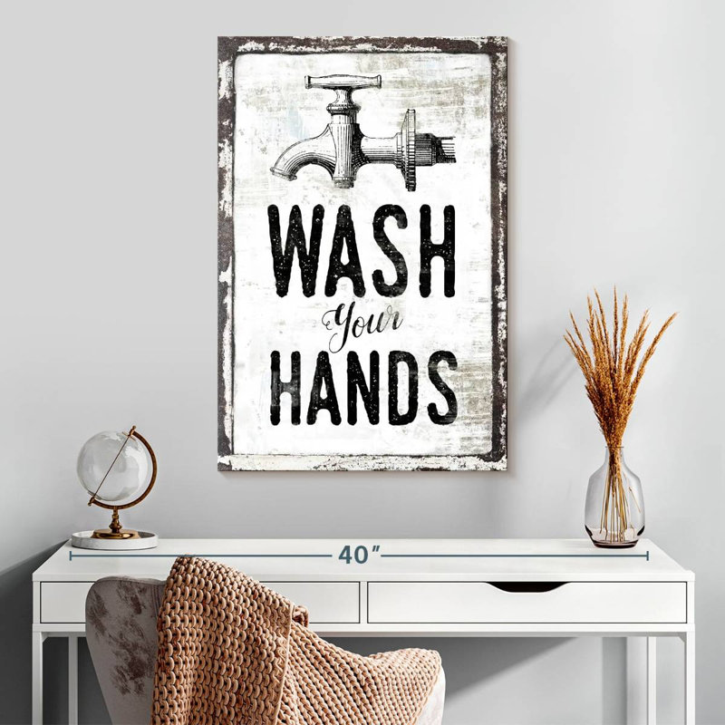 «Wash Your Hands», impression sur toile, H 30 po x l 20 po x P 1,25 po