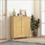 Armoires avec portes en rotin tissé & amp; Tablettes réglables | Mid-Century | Beige | Panneau de particules