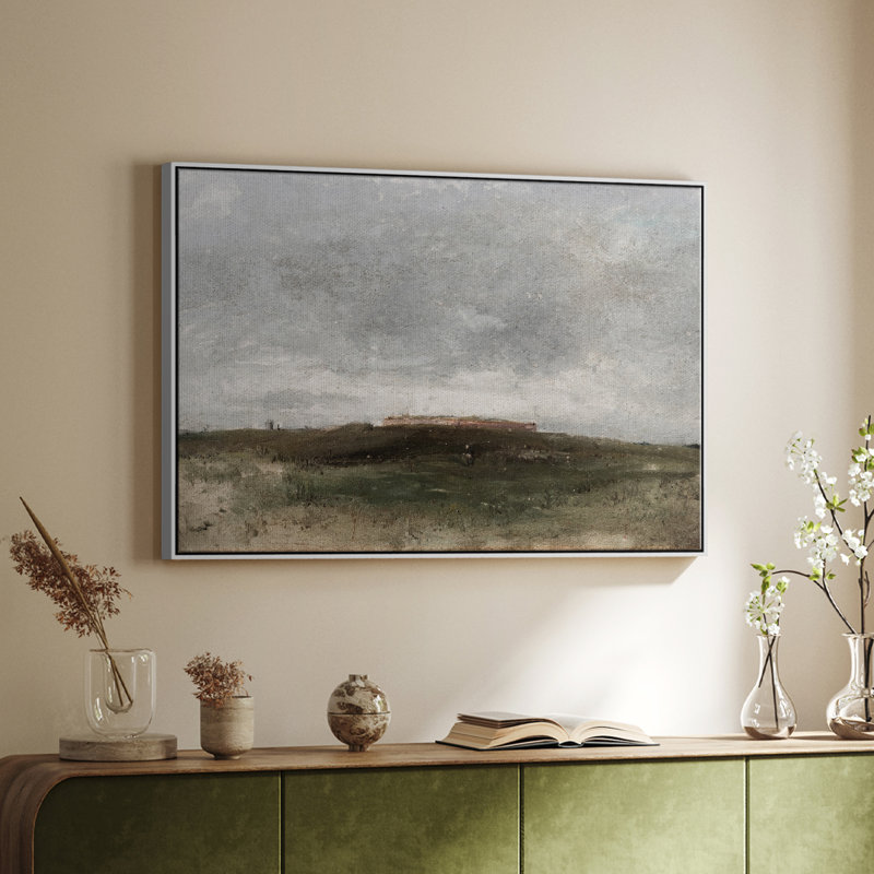 Paysage rétro-CMXLV III, Toile encadrée flottée blanche, H 25 po x l 37 po x P 2 po