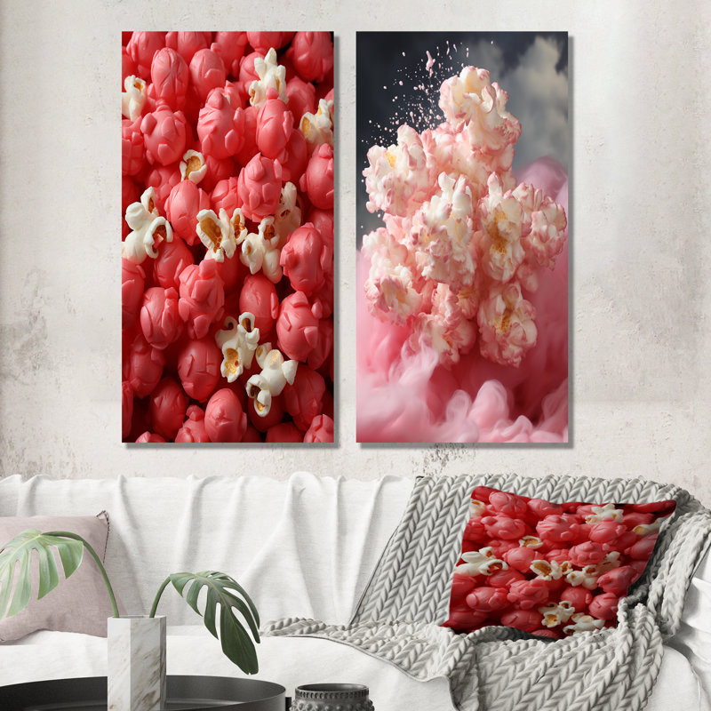Ensemble de salon 2 pièces Popcorn Elegance I - Popcorn Wall Art, H 28 po x l 25 po, Toile tendue