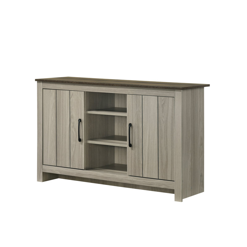 Console en chêne gris l 47 po - Buffet avec tablettes, armoire et portes