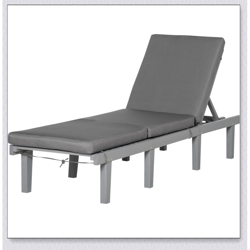 Outsunny Chaise Lounge Chair for Outdoor, Patio Recliner with 4-Position Adjustable Backrest, Gray