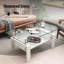 Table basse rectangulaire en verre trempé pour salon avec plateau en panneau de fibres à densité moyenne-148228167