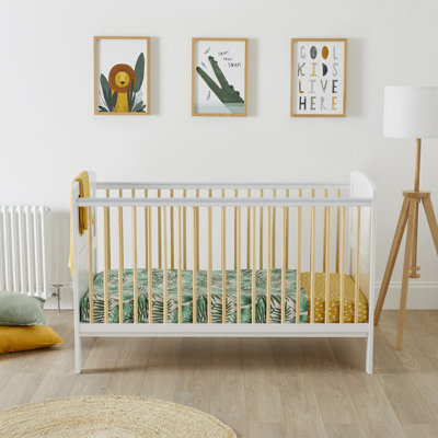 Coleby Scandi Cot Bed and Fibre Mattress  - Scandi White