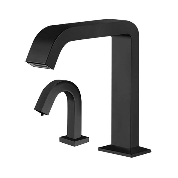 Fontana commercial matte black touchless motion sensor faucet designed for high-traffic restrooms
