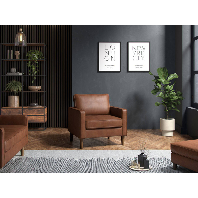 Henry Faux Leather Armchair, Tan
