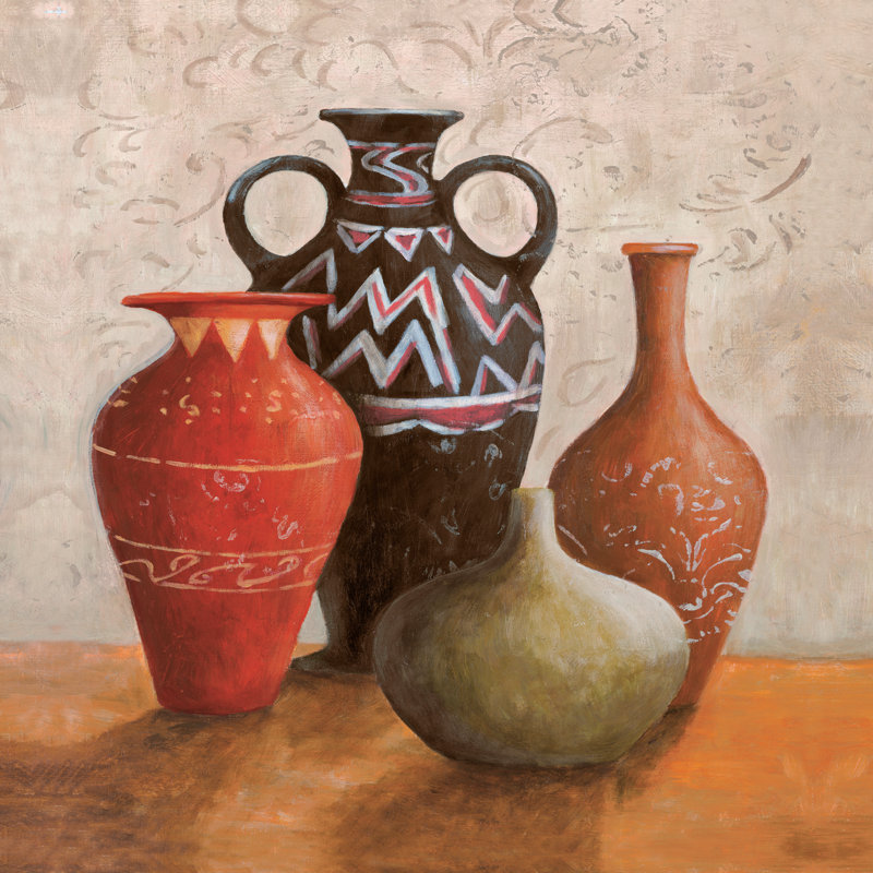 Ethnic Spice Pots Painting - Wrapped Canvas Painting, 30cm H x 30cm W x 3.8cm D