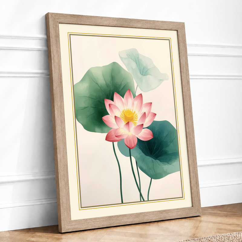 Lotus In Bloom Botanical - Print, Oak, A3 - 42.0 x 29.7 cm